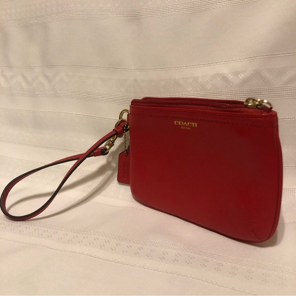 Coach Red Corner-Zip Wristlet - Picture 3 of 6